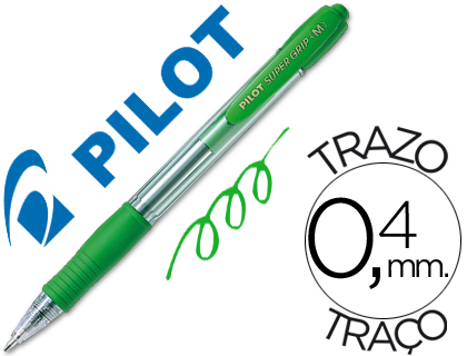ESFEROGRAFICA PILOT SUPER GRIP VERDE -RETRATIL -COM GRIP-TINTA BASE DE OLEO