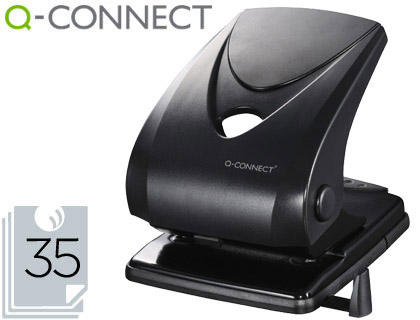 FURADOR Q-CONNECT PRETO CAPACIDADE 35 FOLHAS