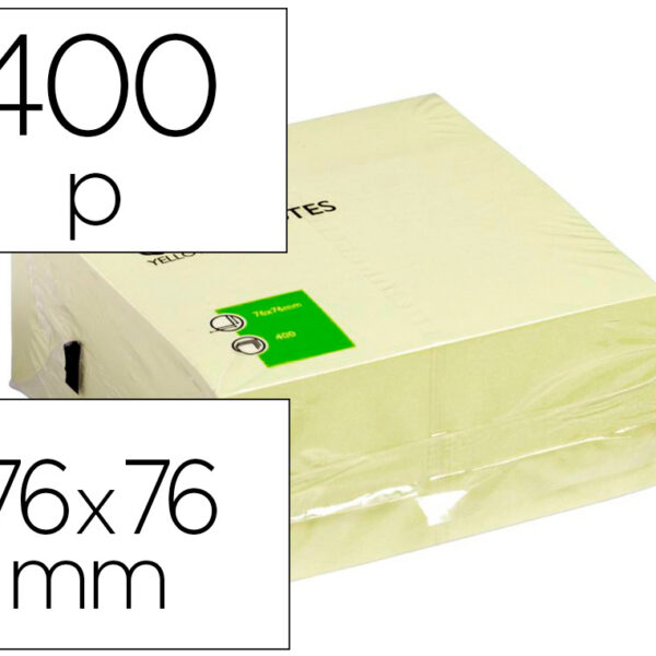 BLOCO DE NOTAS ADESIVAS Q-CONNECT AMARELO 76 X 76 MM COM 400 FOLHAS