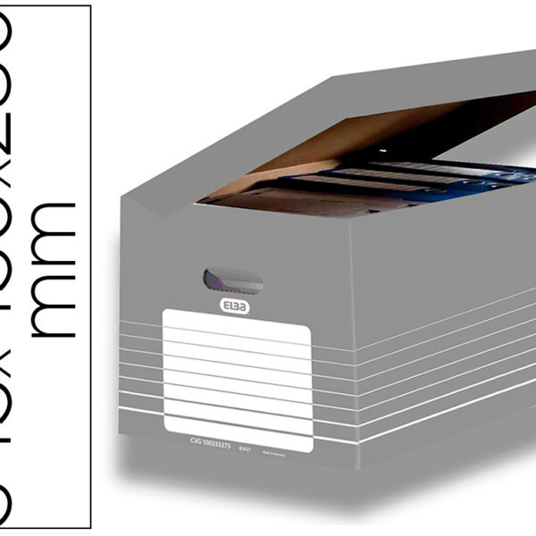 CAIXA PARA ARQUIVO MORTO ELBA EM CARTAO CINZA 345X450X280 MM