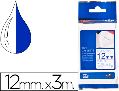 FITA BROTHER TZ-FA3 TEXTIL BRANCO-PRETO 12 MM X 3 M