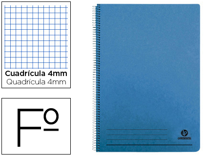 CADERNO ESPIRAL LIDERPAPEL FOLIO 100 F QUADRICULA DE 4 MM CAPA AZUL COM MARGEM 70 GRS