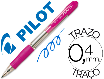 ESFEROGRAFICA PILOT SUPER GRIP ROSA -RETRATIL -COM GRIP-TINTA BASE DE OLEO
