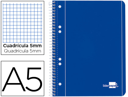 CADERNO ESPIRAL LIDERPAPEL CAPA AZUL MICRO 80 F DIN A5 QUADRICULADO