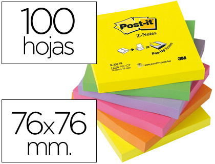BLOCO DE NOTAS ADESIVAS POST-IT SORTIDO. 76 X 76 MM