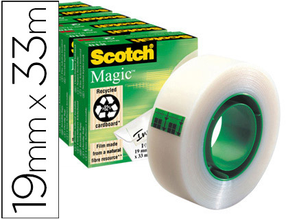 FITA ADESIVA SCOTCH INVISIVEL 33 MT X 19 MM PACK 6 ROLOS