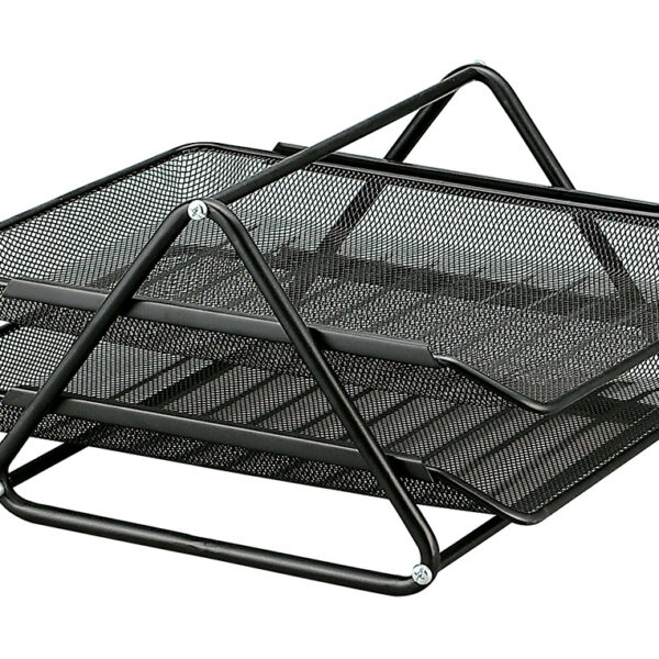 CONJUNTO 2 TABULEIROS DE SECRETARIA Q-CONNECT EM REDE METALICA, PRETO