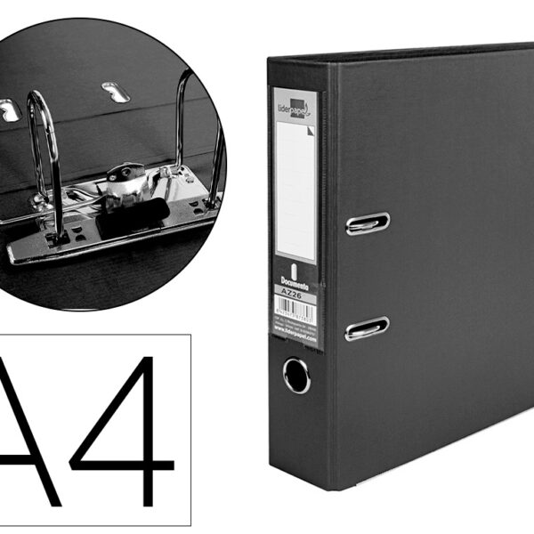 PASTA DE ARQUIVO DE ALAVANCA LIDERPAPEL DOCUMENTA PVC DIN A4 LOMBADA 75 MM PRETA