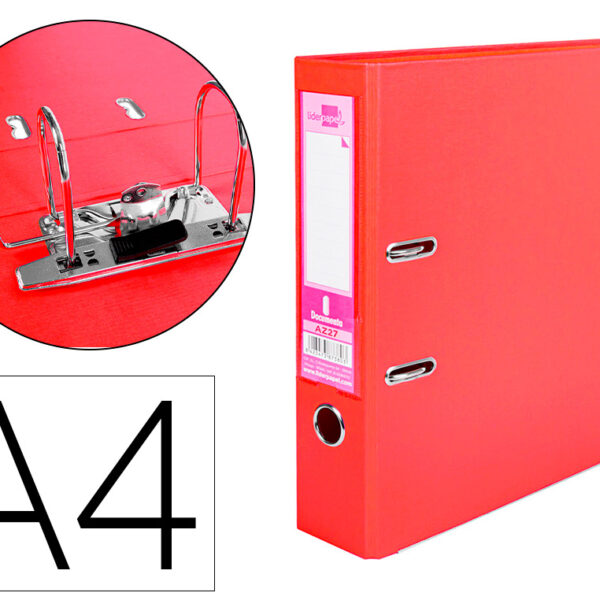 PASTA DE ARQUIVO DE ALAVANCA LIDERPAPEL DOCUMENTA PVC DIN A4 LOMBADA 75 MM VERMELHA