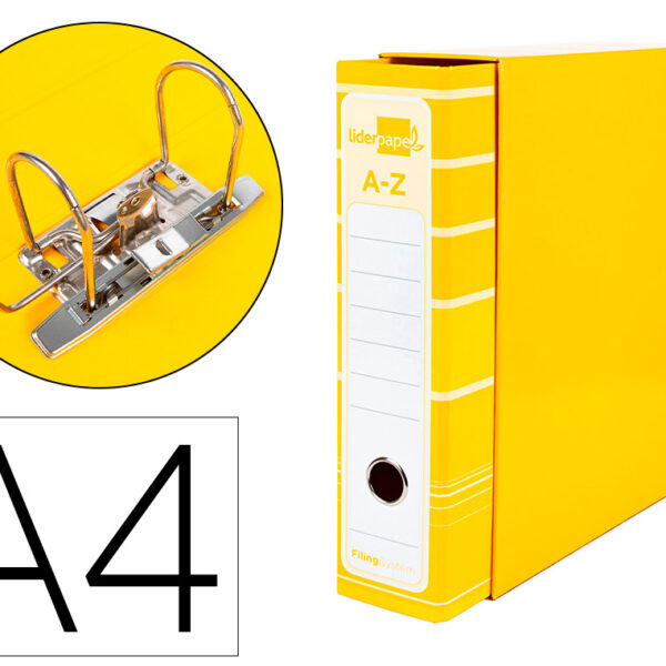 PASTA DE ARQUIVO DE ALAVANCA LIDERPAPEL FILING SYSTEM CARTAO FORRADO DIN A4 COM CAIXA AMARELA