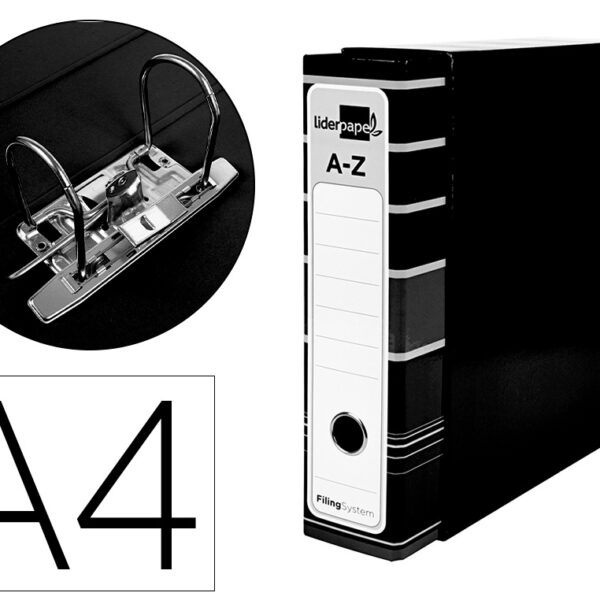PASTA DE ARQUIVO DE ALAVANCA LIDERPAPEL FILING SYSTEM CARTAO FORRADO DIN A4 COM CAIXA PRETA