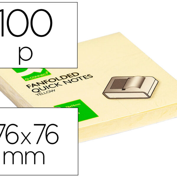 BLOCO DE NOTAS ADESIVAS Q-CONNECT AMARELO 76 X 76 MM ZIG-ZAG