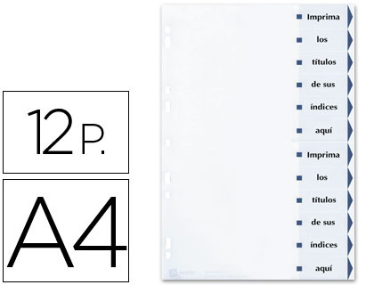 SEPARADOR AVERY DE CARTOLINAI 12 SEPARADORES DIN A4