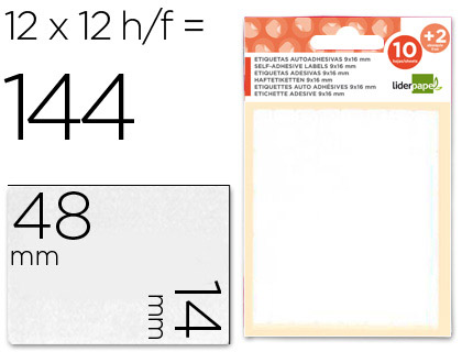 ETIQUETAS ADESIVAS LIDERPAPEL 10 + 2 FOLHAS 14X48 MM 120 ETIQUETAS
