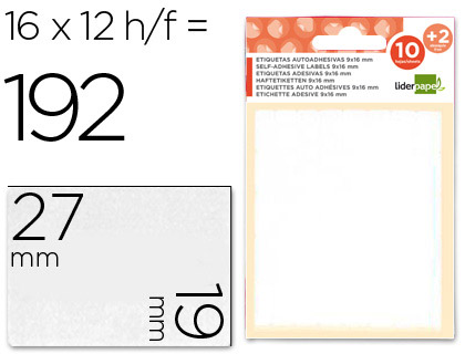 ETIQUETAS ADESIVAS LIDERPAPEL 10 + 2 FOLHAS 19X27 MM 192 ETIQUETAS