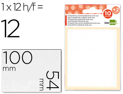 ETIQUETAS ADESIVAS LIDERPAPEL 10 + 2 FOLHAS 54X100 MM 12 ETIQUETAS