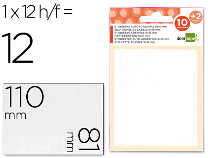 ETIQUETAS ADESIVAS LIDERPAPEL 10 + 2 FOLHAS 81X110 MM 12 ETIQUETAS