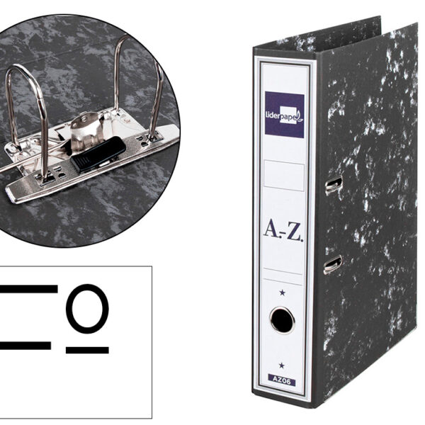 PASTA DE ARQUIVO DE ALAVANCA LIDERPAPEL FOLIO CLASSIC BLACK CARTAO COLADO COM RADO LOMBADA 75MM PRETO COMPRESSOR METALIC