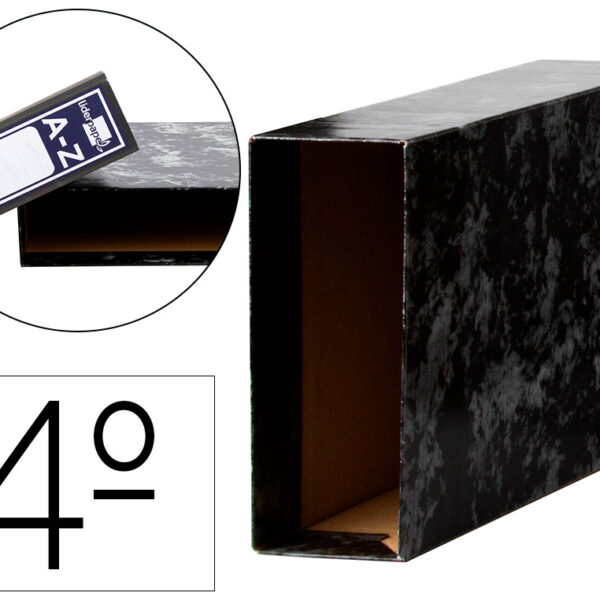 CAIXA PARA PASTA DE ARQUIVO LIDERPAPEL CARTAO FORRADO QUARTO AO BAIXO GASPEADO PRETO