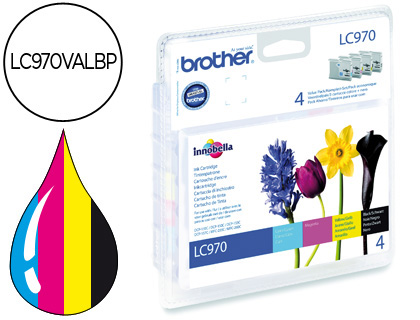 TINTEIRO BROTHER LC-970 PACK PRETO/CIAN/MAGENTA/AMARELO