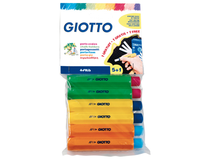 PORTA GIZ PLASTICO GIOTTO BLISTER DE 5 + 1 DE OFERTA