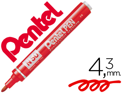 MARCADOR PENTEL N50 PERMANENTE VERMELHO 4,3 MM