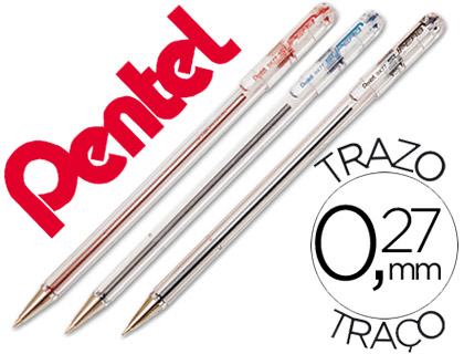 BLISTER ESFEROGRAFICA PENTEL BK77 3 UNIDADES - PRETO, AZUL E VERMELHO