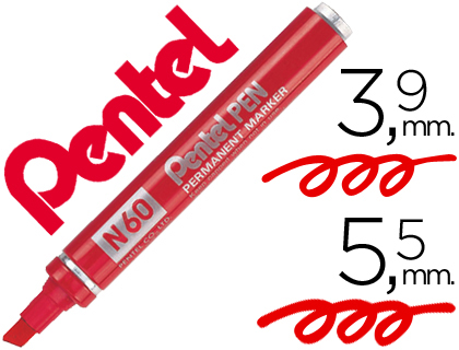 MARCADOR PENTEL N60 PERMANENTE BISELADO VERMELHO