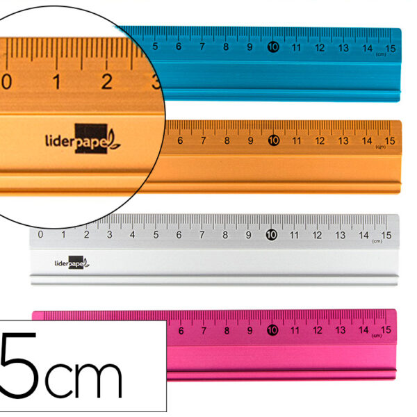 REGUA LIDERPAPEL 15 CM ALUMINIO CORES SORTIDAS