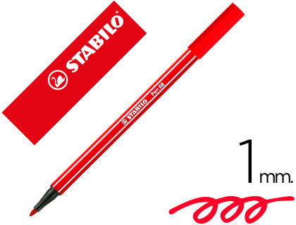MARCADOR STABILO AGUARELAVEL PEN 68 VERMELHO CARMIM 1 MM
