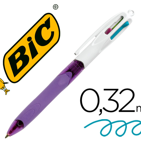 ESFEROGRAFICA BIC QUATRO CORES COM GRIP CORES PASTEL PONTA 1,3 MM