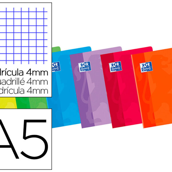 CADERNO AGRAFADO OXFORD DIN A5 48 F QUADRICULADO 4 MM CORES SORTIDAS