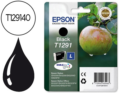 TINTEIRO EPSON STYLUS T1291 PRETO SX420W / 425W / OFFICE BX305F / BX320F ALTA CAPACIDADE