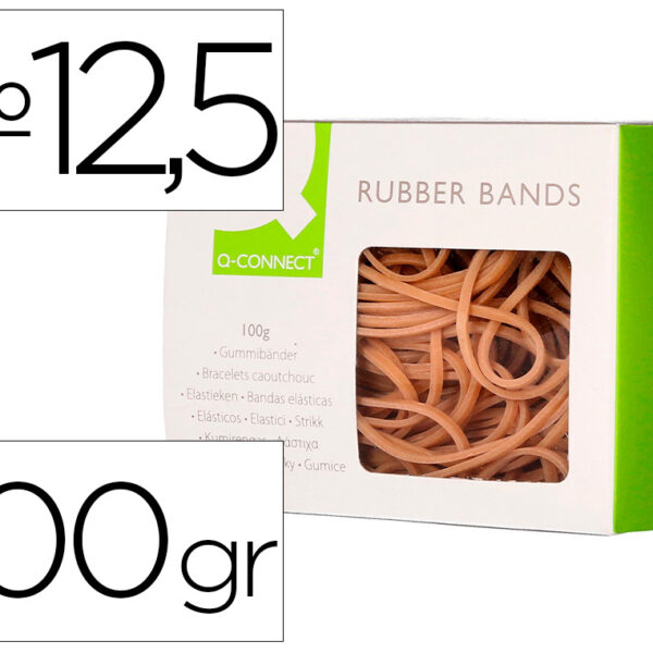 BANDAS ELASTICAS Q-CONNECT 100 GR 125 X 9 MM NUMERO 12,5