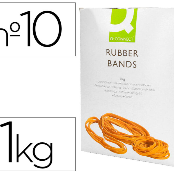 BANDAS ELASTICAS Q-CONNECT 1000 GR 100 X 9 MM NUMERO 10