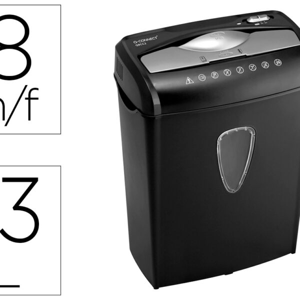 DESTRUIDORA DE DOCUMENTOS Q-CONNECT CAPACIDADE DE CORTE 8 FOLHAS DESTROI AGRAFES CLIPS E CARTOES