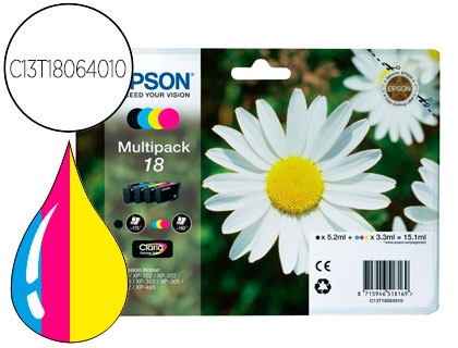 TINTEIRO EPSON MULTIPACK T1806 PRETO AMARELO CIAN E MAGENTA XP-102 PX-202 PX-205XP-305 XP-405