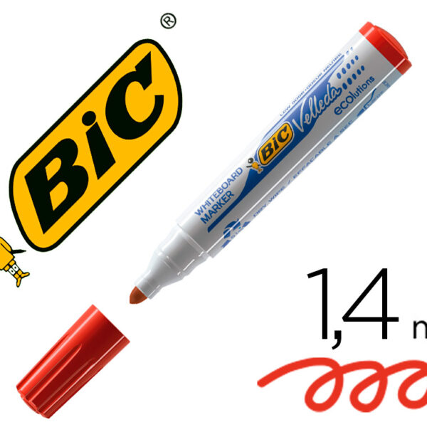 MARCADOR BIC VELLEDA PARA QUADRO BRANCO COR VERMELHO PONTA REDONDA 1,3 MM
