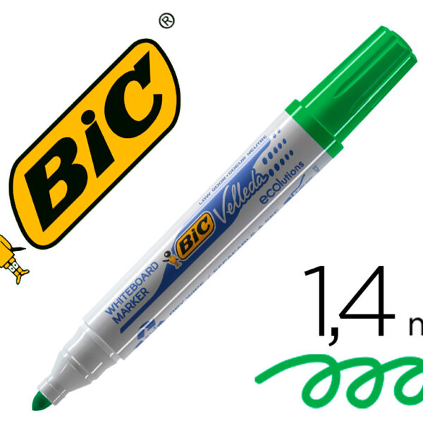 MARCADOR BIC VELLEDA PARA QUADRO BRANCO COR VERDE PONTA REDONDA 1,3 MM