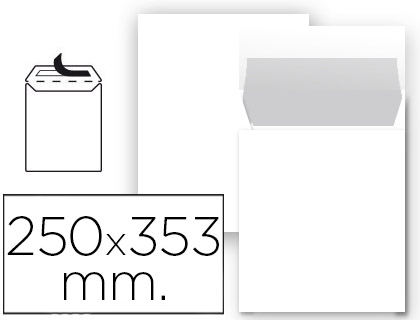 ENVELOPE LIDERPAPEL N.10 BOLSA FOLIO PROLONGADO BRANCO 250X353 MM TIRA DE SILICONE PACK DE 25 UNIDADES