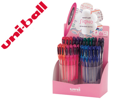 ROLLER UNI BALL UM-120 SIGNO 0,7 MM TINTA GEL EXPOSITOR DE 48 UNIDADES EM 8 CORES BASICAS
