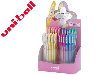 ROLLER UNI BALL UM-120 SIGNO 0,7 MM TINTA GEL EXPOSITOR DE 48 UNIDADES EM 8 CORES PASTEL