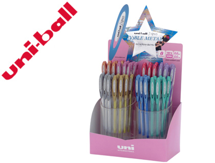 ROLLER UNI BALL UM-120 SIGNO 0,7 MM TINTA GEL EXPOSITOR DE 48 UNIDADES EM 8 CORES METALIZADAS