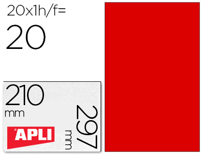 ETIQUETA ADESIVA APLI 02880 MEDIDAS 210X297 MM PARA FOTOCOPIADORA LASER TINTEIRO CAIXA COM 20 FOLHAS DIN A4 VERMELHO