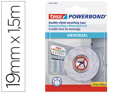 FITA ADESIVA TESA DUPLA FACE POWERBOND UNIVERSAL USO INTERIOR 1,5 M X 19 MM
