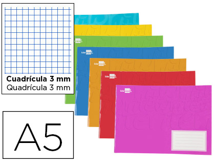 CADERNO AGRAFADO LIDERPAPEL DIN A5 32 F QUADRICULA 3 MM COM MARGEM CORES SORTIDOIS