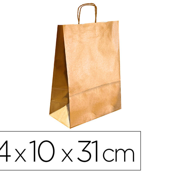 SACO DE PAPEL Q-CONNECT KRAFT OURO ASA RETORCIDA 240X100X310 MM