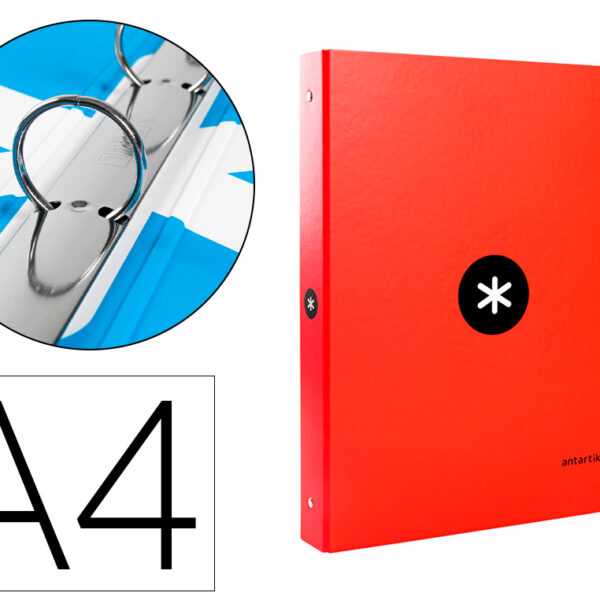 PASTA ANTARTIK DIN A4 FORRADA 4 ANEIS 25 MM REDONDOS COR VERMELHO