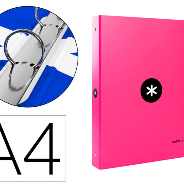 PASTA ANTARTIK DIN A4 FORRADA 4 ANEIS 25 MM REDONDOS COR ROSA