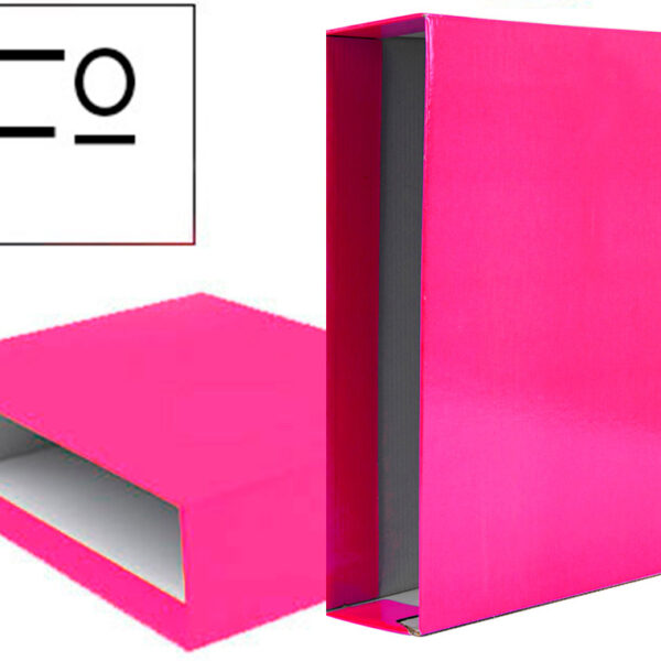 CAIXA PARA PASTA DE ARQUIVO DE ALAVANCA LIDERPAPEL DOCUMENTA CARTAO FOLIO LOMBADA 75 MM ROSA